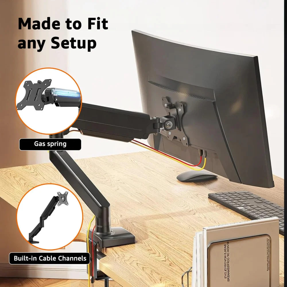 Amazon Basics Monitor Mount Single Arm For 13"–32" LED with Gas Spring Adjustable (Open Box) view 2